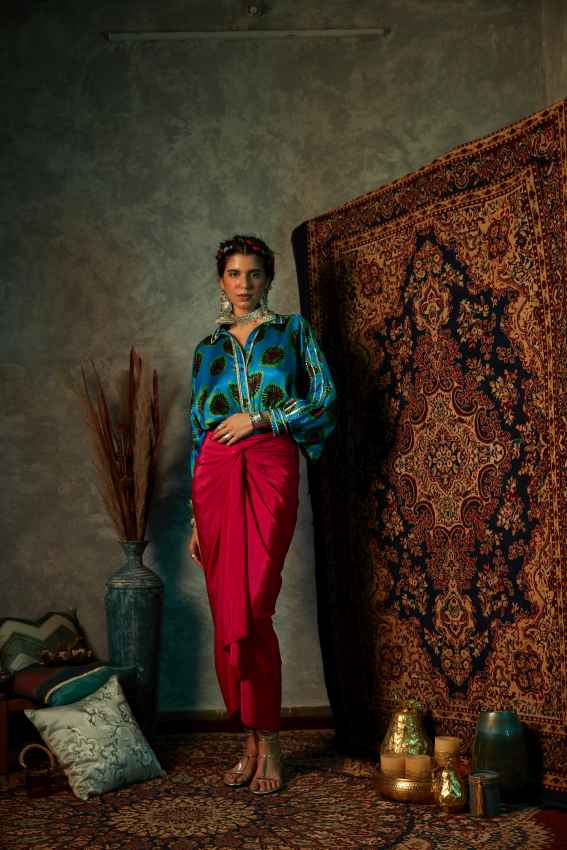 Blue Blotch Oversized Flare Shirt image 0