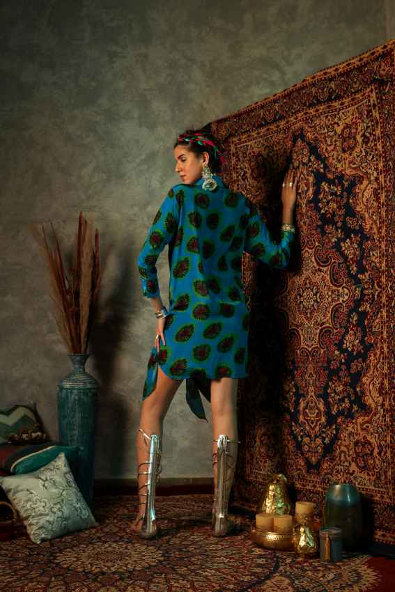 Blue Blotch Half &amp; Half Dress image 2