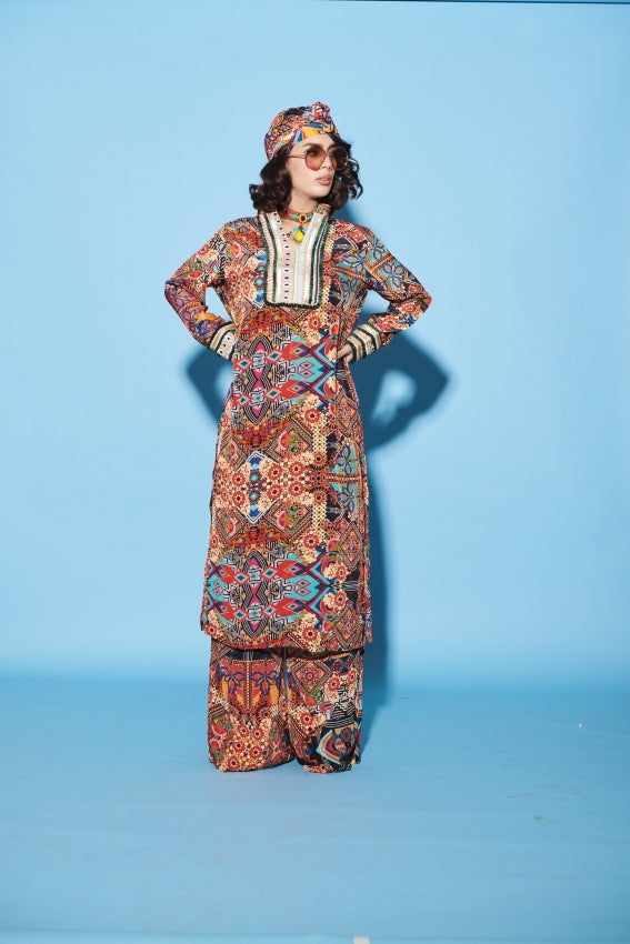 Aztec Print Kurta Set image 0