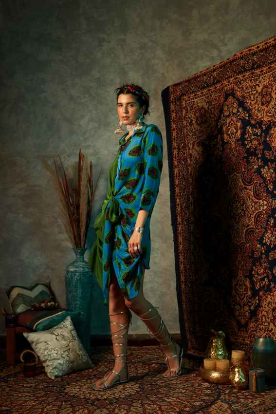 Blue Blotch Half &amp; Half Dress image 1