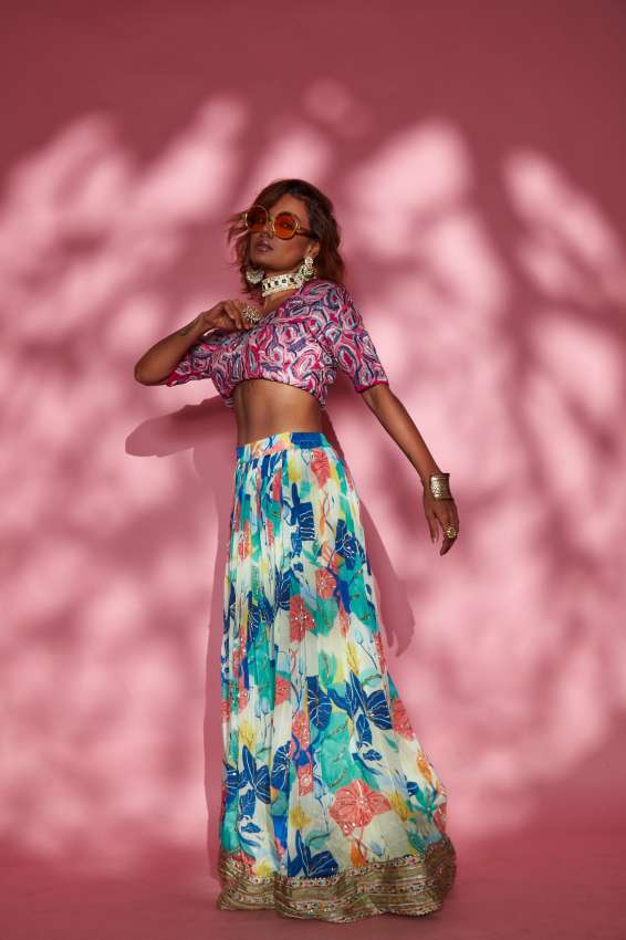 Pink purple floral blouse image 2