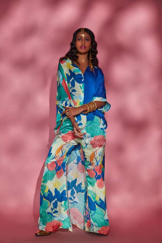 floral half and half shirt image 0