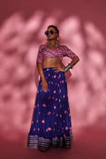 Purple lotus print lehenga image 0