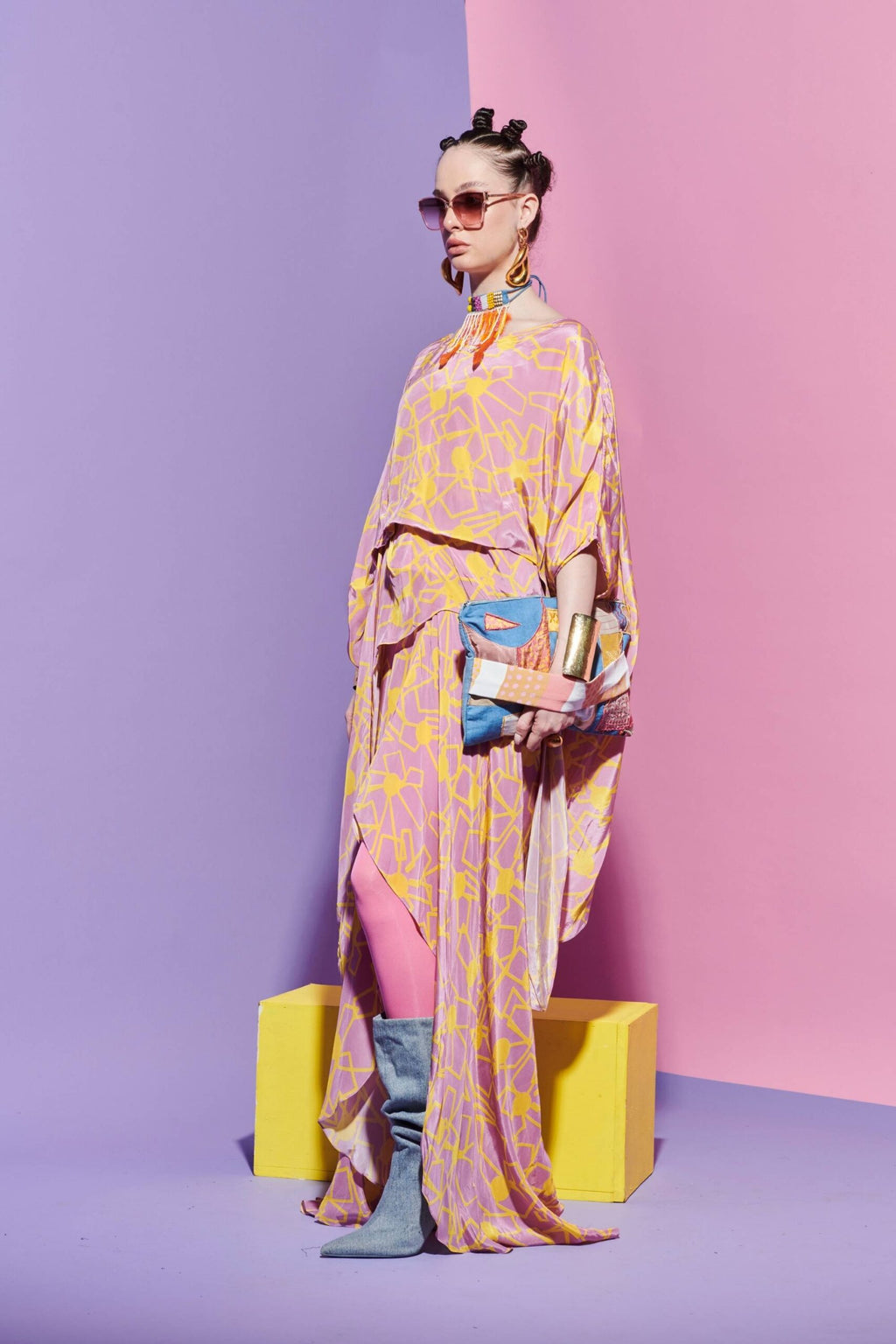 Fan Print Co-ord Set – Tucked-In Middle Top + Sarong Skirt image 1