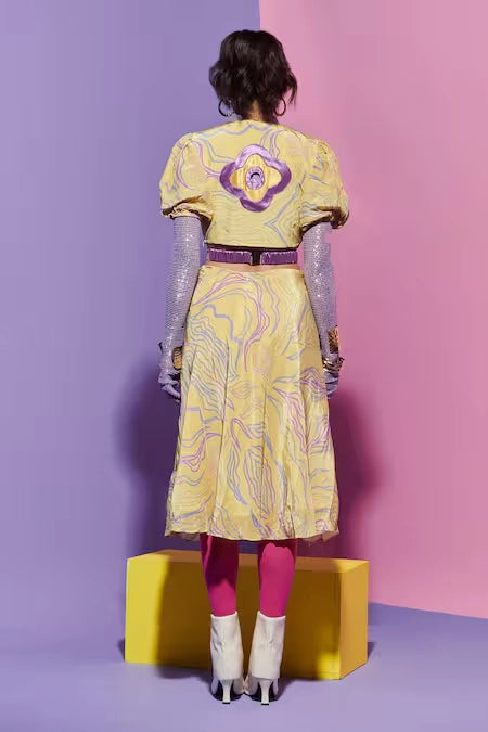 Amoeba Print Maxi Dress with Cutwork image 3