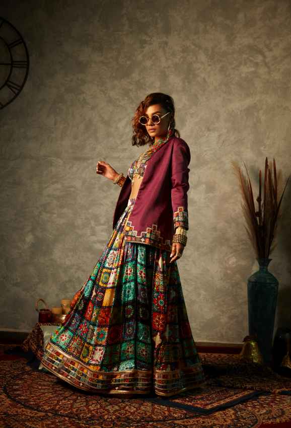 Purple Jacket with Tile Print Border image 0