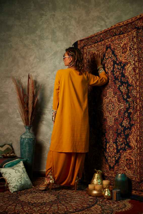 Mustard Kurta with Embroidery image 2