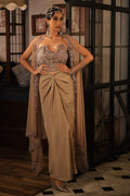 Nude Corset with Sarong and Embroided Cape