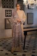 Nude Embroidery Kurta with Plain Pant and Embroidery Dupatta