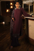 Purple Embroidery Kurta with Plain Pant and Embroidery Dupatta