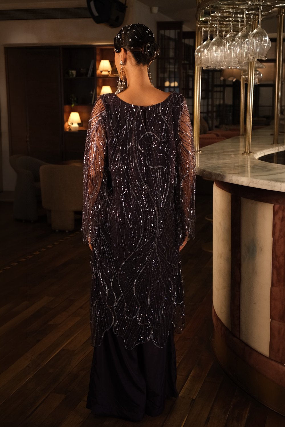 Purple Embroidery Kurta with Plain Purple Pant